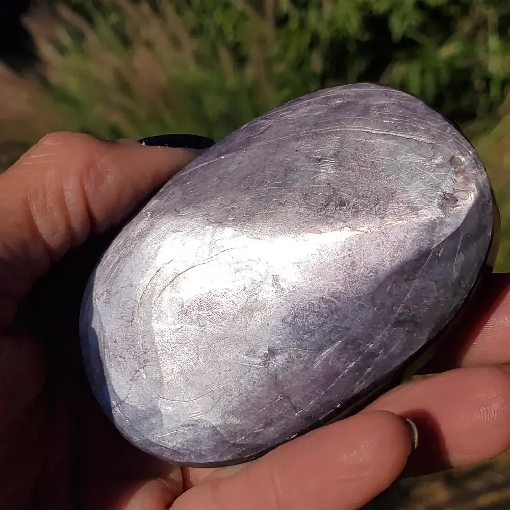Brazilian Purple Mica Double Side Flash Crystal Palmstone Freeform 132 Grams